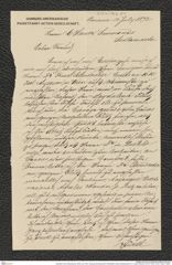 Nachlass Franz Steindachner, Brief von Fürth, Hamburg-Amerikanische Packetfahrt-Actien-Gesellschaft an C. Hauer Simmons (12.07.1872), Inv.Nr. 146.01, Seite 1
